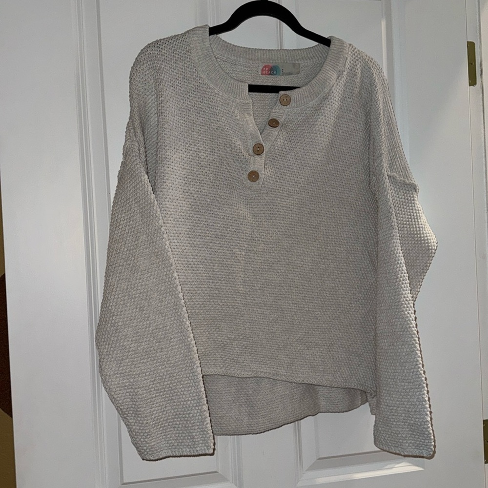 Cozy Gray Sweater with Button Detail